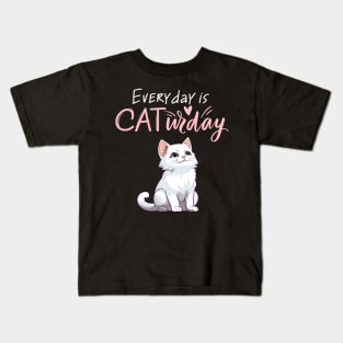 Everyday Is Caturday Quote For Cat Lovers Kids T-Shirt